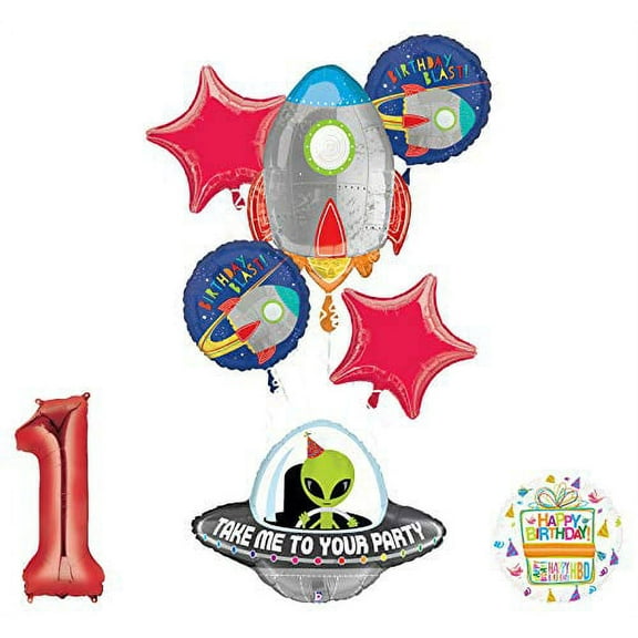 Mayflower Products Blast Off Space Alien 1st Birthday Party Supplies Balloon Bouquet Decoration