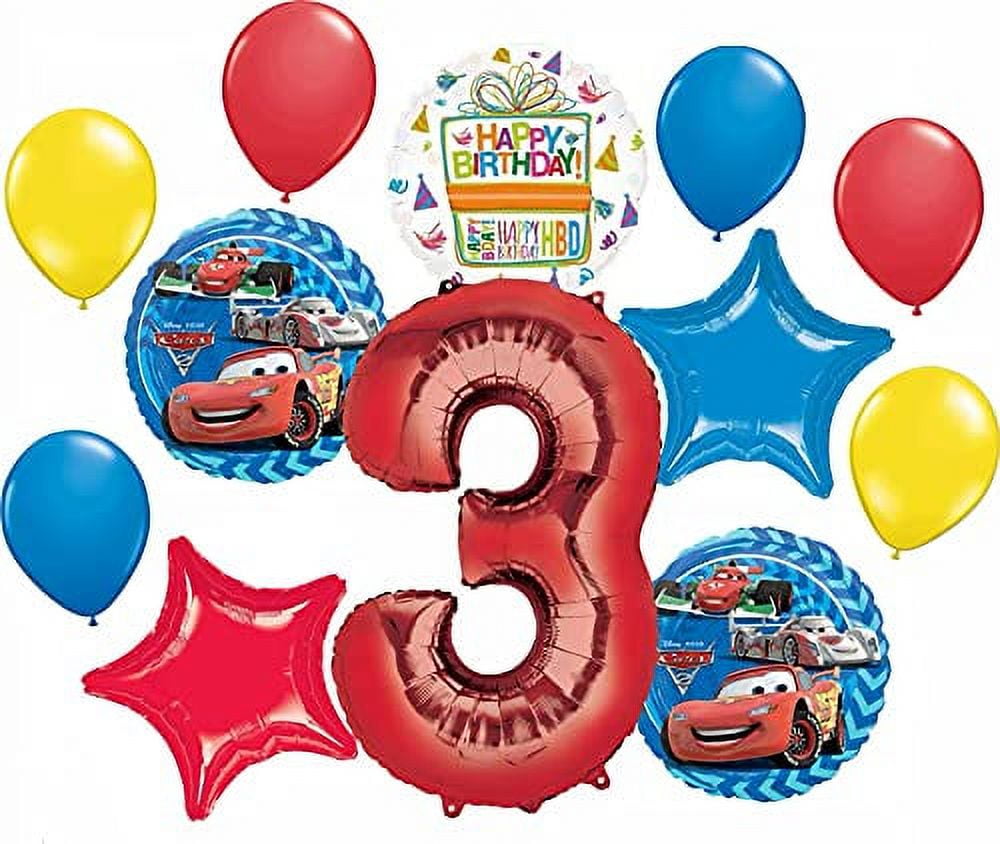 Mayflower Products Disney Cars 3rd Birthday Balloon Bouquet, Red,12 Pieces