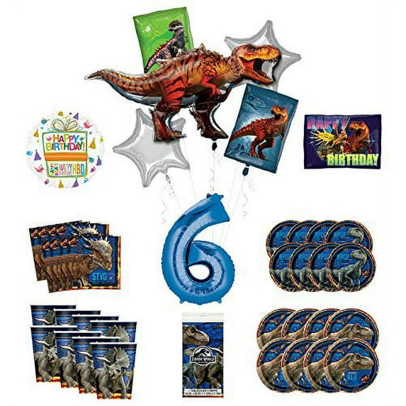 Mayflower Products Jurassic World 6th Birthday Party Supplies and 8 Guest Balloon Decoration Kit