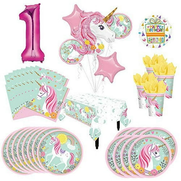 Mayflower Products Magical Unicorn Party Supplies 8 Guests 1st Birthday Balloon Bouquet Decorations