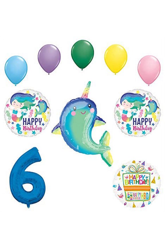 Narwhal Party Supplies 6th Birthday Mermaid Balloon Bouquet Decorations