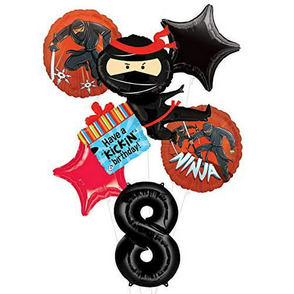 Mayflower Products Ninja Birthday Party Supplies Have A Happy Kickin 8th Birthday Balloon Bouquet Decorations