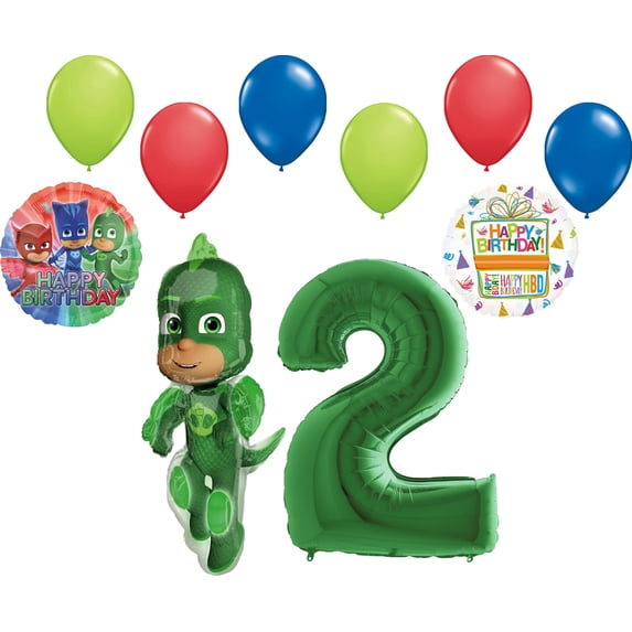 Mayflower Products PJ Masks Gekko 2nd Birthday Party Supplies Balloon Bouquet Decorations