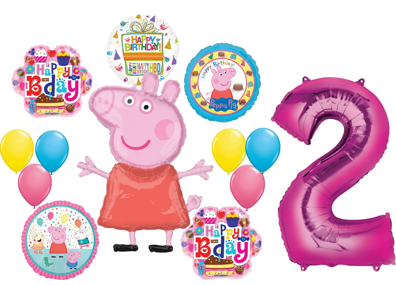 Mayflower Products Peppa Pig 2nd Birthday Party Balloon supplies and decorations kit