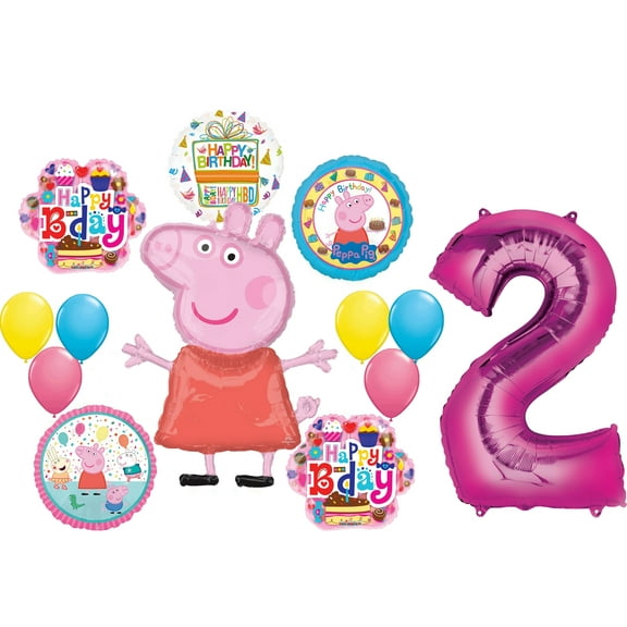 Mayflower Products Peppa Pig 2nd Birthday Party Balloon supplies and decorations kit