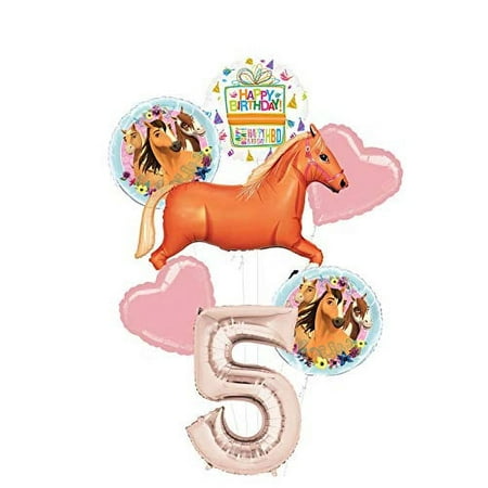 Mayflower Products Spirit Riding Free Party Supplies 5th Birthday Tan Horse Balloon Bouquet Decorations