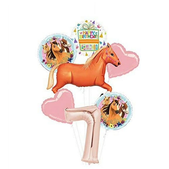 Mayflower Products Spirit Riding Free Party Supplies 7th Birthday Tan Horse Balloon Bouquet Decorations