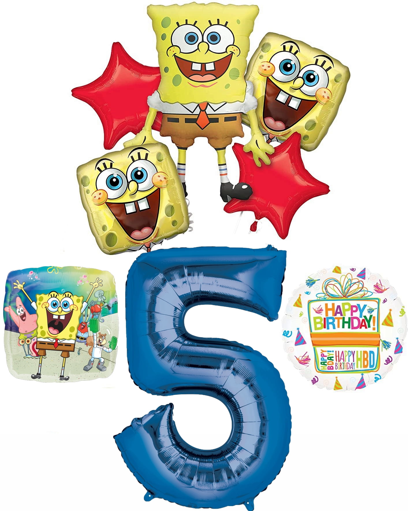 Mayflower Products SpongeBob Balloon bouquet decorations, Foil Multi, 5 oz, 8 Pieces