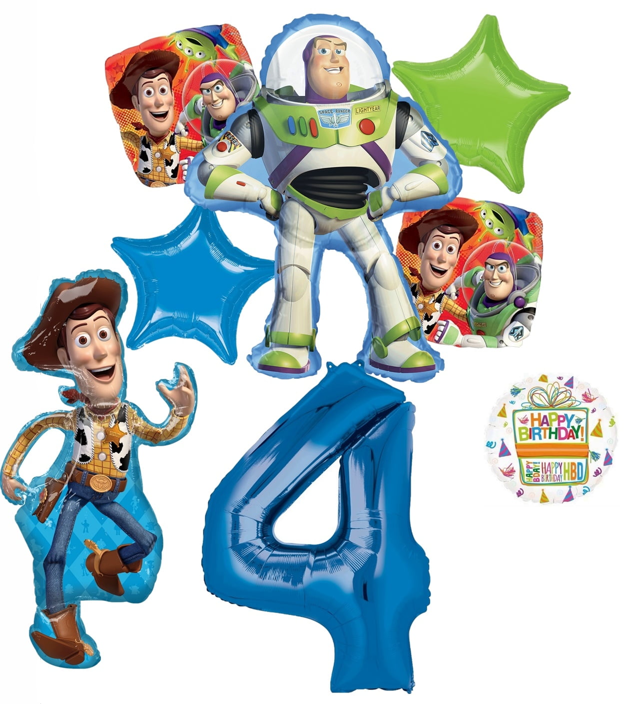 Mayflower Products Toy Story Party Supplies Woody, Buzz Lightyear and Friends 4th Birthday Balloon Bouquet Decorations