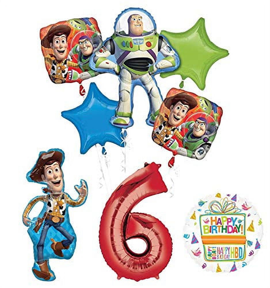 Mayflower Products Toy Story Party Supplies Woody, Buzz Lightyear and Friends 6th Birthday Balloon Bouquet Decorations