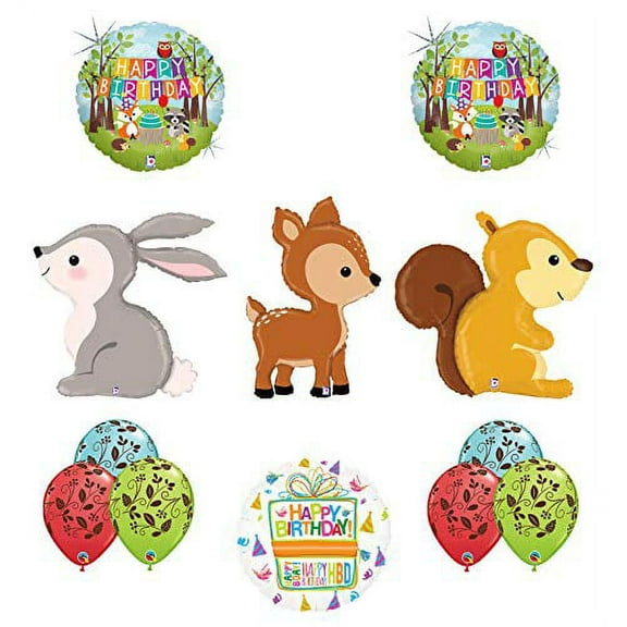 Mayflower Products Woodland Creatures Birthday Party Supplies Balloon Bouquet Decorations Squirrel Deer and Rabbit
