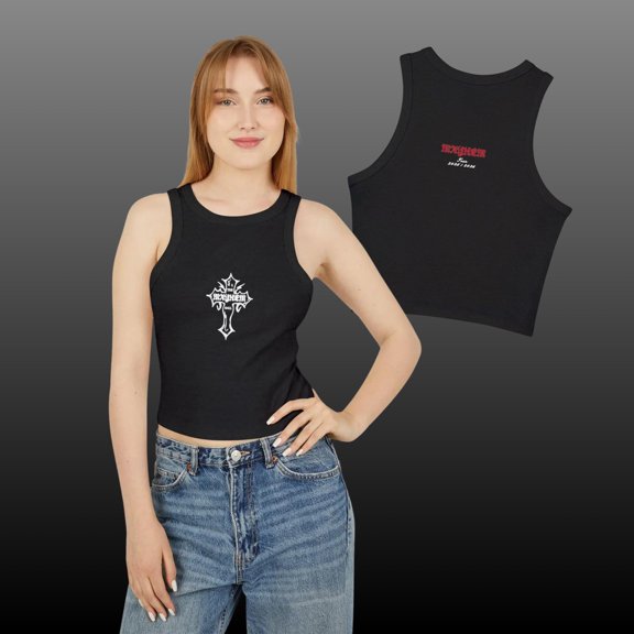 Mayhem Ball Racerback Tank Top: Mayhem Cross Design with Tour Dates