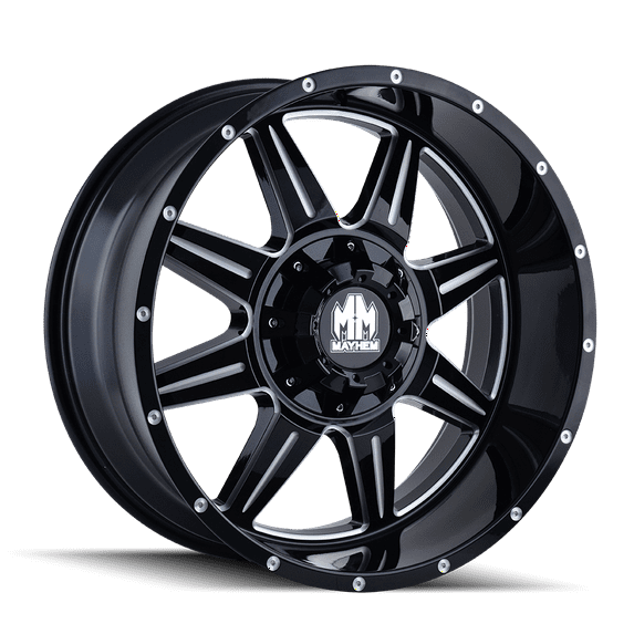 Mayhem Monstir-8100 17X9 6X135/6X139.7 18Et 106Cb Black W/Milled Spokes