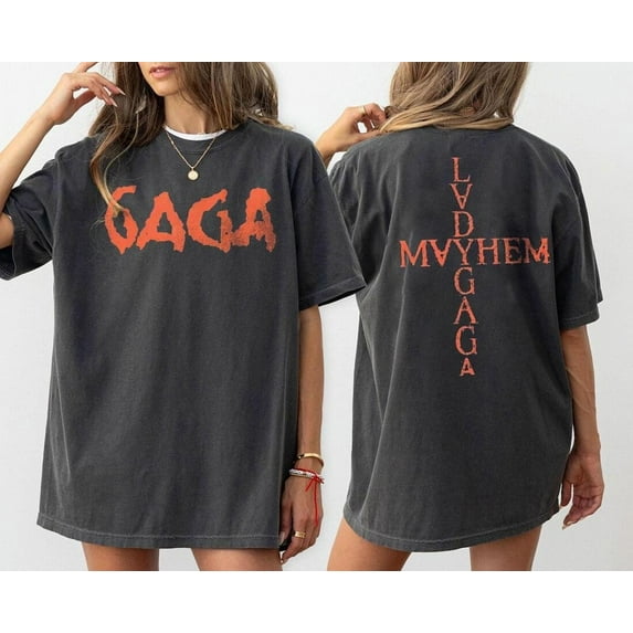 Mayhem Tour Tshirt, 2 sided Design Tee, Gaga Shirt, Pop Music Lover Shirt, Gift for Little Monster, Mayhem Shirt