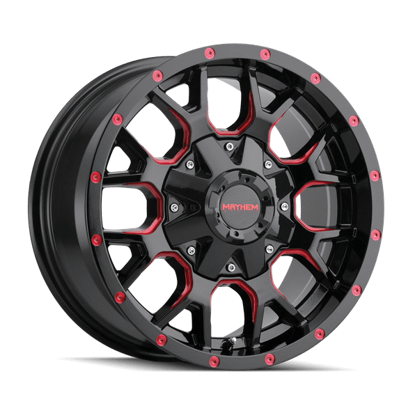 Mayhem Warrior-8015 17X9 8X165.1/8X170 18Et 130.8Cb Black W/Prism Red