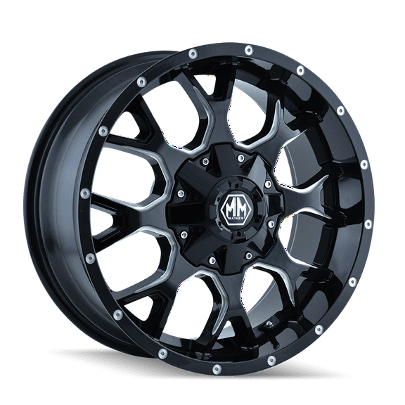 Mayhem Warrior-8015 20X10 6X135/6X139.7 -25Et 106Cb Black W/Milled Spokes