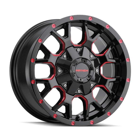Mayhem Warrior-8015 20X9 6X135/6X139.7 18Et 106Cb Black W/Prism Red
