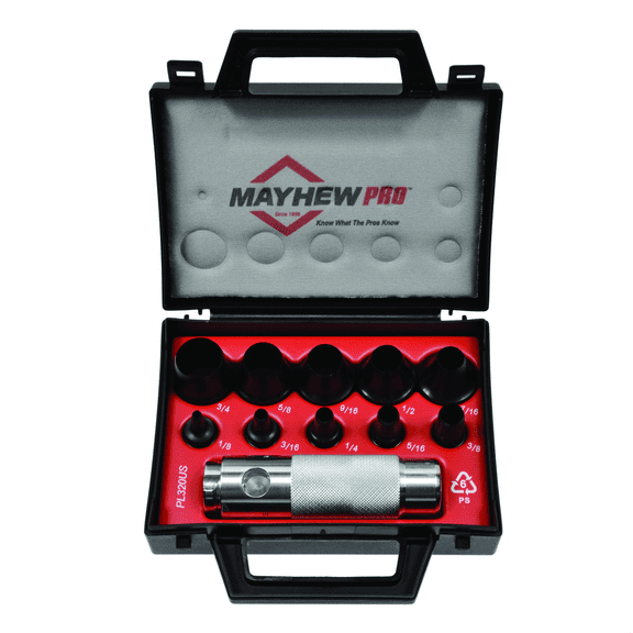 Mayhew 11 Pc Cutting Punch Set; 1/8-Inch to 3/4-Inch SAE Hollow Punch Set