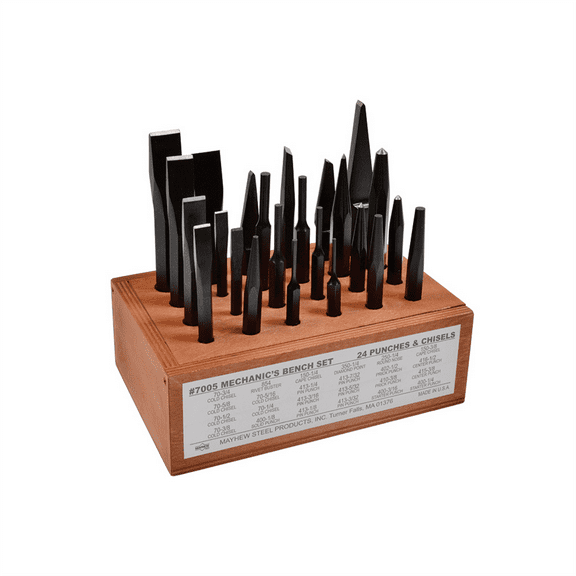 Mayhew 24PC Mechanic's Punch/Chisel Bench Set Display
