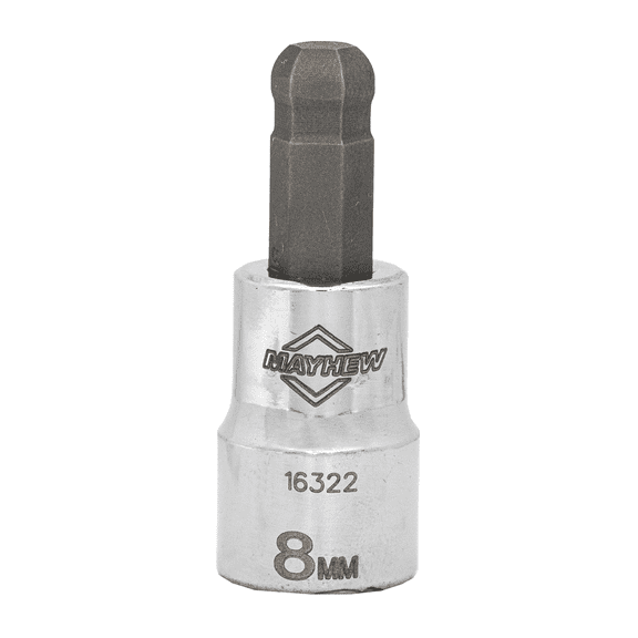 Mayhew Mayhew 8 MM Metric Ball Hex Short Insert Socket Bit, 3/8-Inch Drive