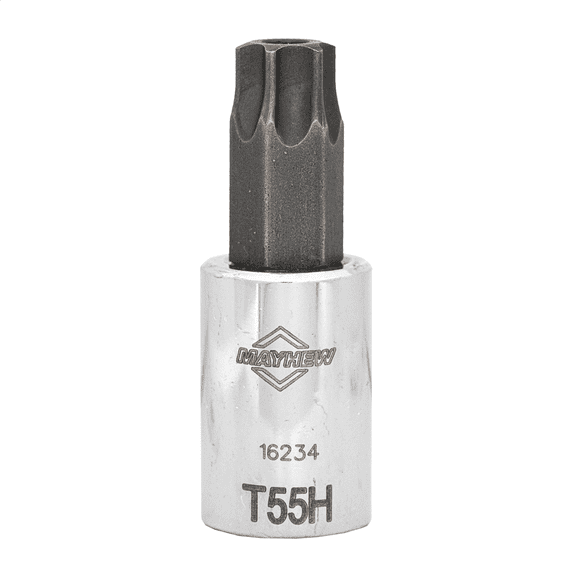 Mayhew Mayhew T55H Tamper Torx Short Insert Socket Bit, 3/8-Inch Drive