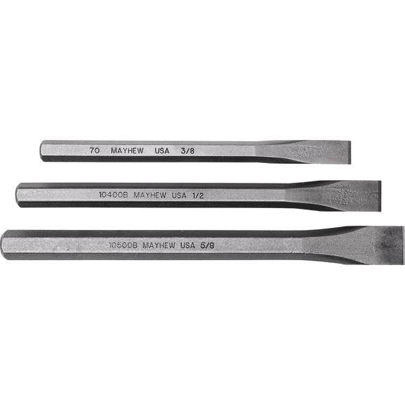 Mayhew Tools 3-Piece Cold Chisel Set - Single Pack Heavy-Duty Construction, Professional Use