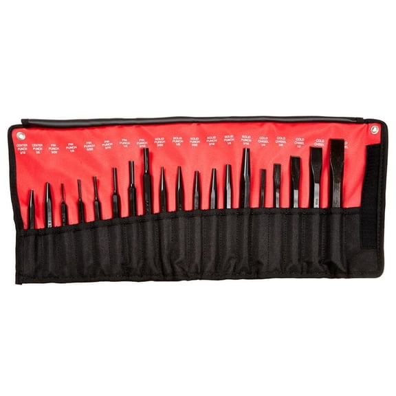 Mayhew Tools 61019 Punch and Chisel Set, 19-Piece, Black Oxide Finish CA3