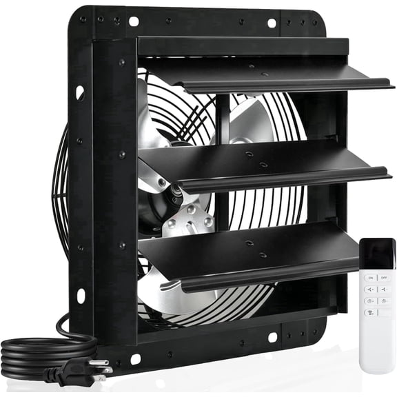 Mayhihi 10 Inch Shutter Exhaust Fan with Remote Control 850 CFM 8 Speed Adjustable Plug and Play Wall Mounted Ventilation Fan for Garage Attic Workshop Greenhouse Shed