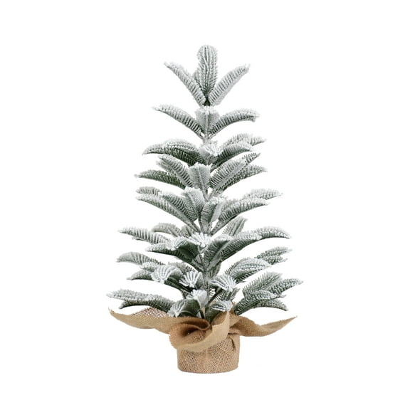 Mayhihi 20" Flocked Mini Artificial Christmas Tree with 85 PE Branches, Tabletop Small Xmas Tree for Home/Office, Burlap Base