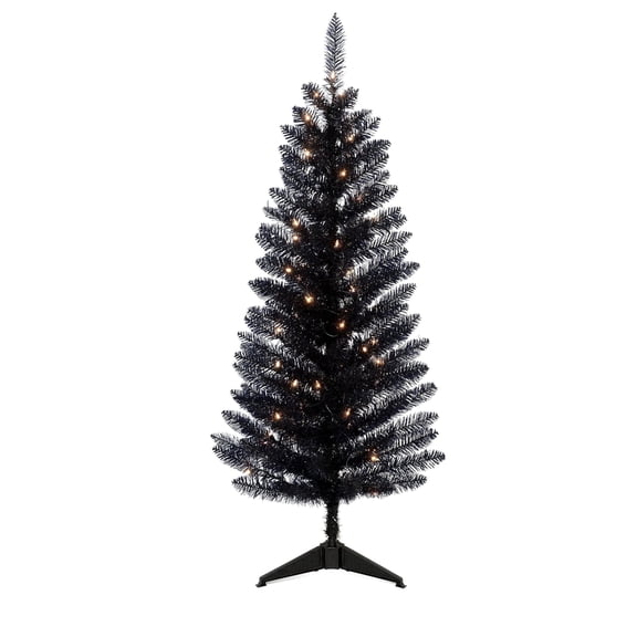 Mayhihi 4FT Black Halloween Tree with Lights, Small Artificial Christmas Tree for Home Office