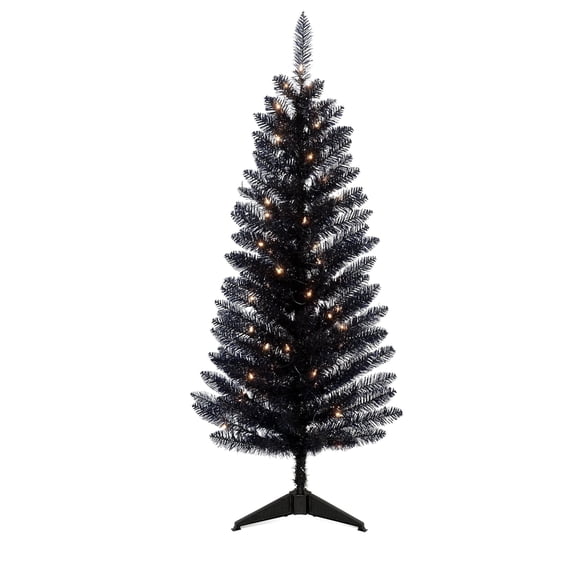 Mayhihi 4FT Black Halloween Tree with Lights, Small Artificial Christmas Tree for Home Office
