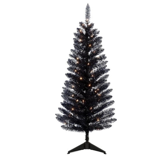 Mayhihi 4FT Black Halloween Tree with Lights, Small Artificial Christmas Tree for Home Office