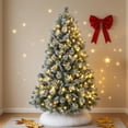 thumbnail image 1 of Mayhihi 4ft Prelit Flocked Artificial Christmas Tree with 150 Warm White Lights Snow Frosted Pine Design for Home Office Decor, 1 of 6