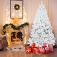 thumbnail image 1 of Mayhihi 5 FT White Unlit Artificial Christmas Pine Tree, Xmas Tree Holiday Party Decoration with Sturdy Metal Stand, Full 498 Branch Tips for Indoor and Outdoor, 1 of 7