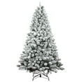 Mayhihi 5Ft Artificial Tree, Prelit White Flocked pine Premium