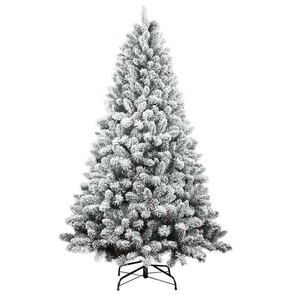 Mayhihi 5Ft Artificial Tree, White Flocked Pine Prem Christmas Tree, 600 Lifelike PE&PVC Mixed Tips