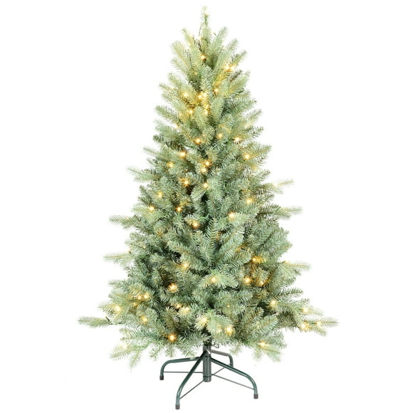Mayhihi 5Ft Prelit Blue fir Artificial Christmas Tree, Premium Xmas Tree, 854 Lifelike PE&PVC Mixed Tips , 250 LED Lights