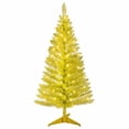 thumbnail image 1 of Mayhihi Gold 4ft Artificial Unlit Christmas Tree Mini Tinsel Style With 50 Warm String Lights For Indoor Holiday Display, 1 of 7
