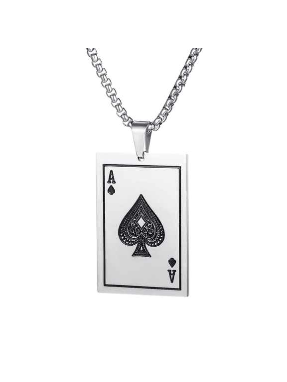Ace Spade Poker Card Pendant, Punk Spade Poker Card Necklace for Men, Ace Spade Playing Cards Necklace Ace Spade Poker Charm Jewelry, Hip Hop Poker Cards Pendant Necklace
