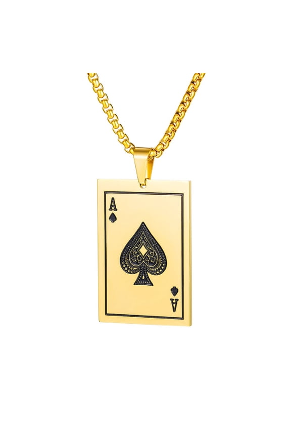 Ace Spade Poker Card Pendant, Punk Spade Poker Card Necklace for Men, Ace Spade Playing Cards Necklace Ace Spade Poker Charm Jewelry, Hip Hop Poker Cards Pendant Necklace
