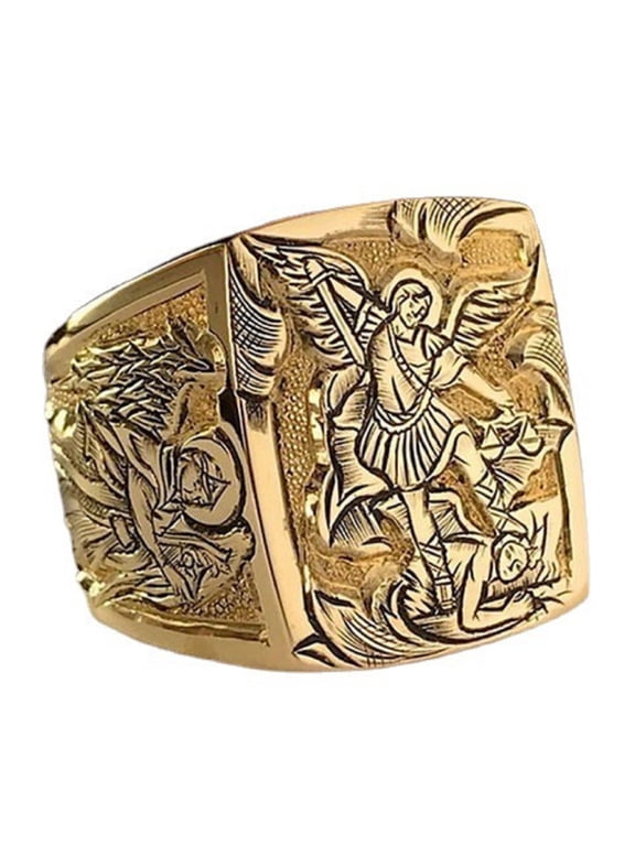 Angel Ring, Angel Wing Ring for Men, Ancient Greek Angel Ring Wing Rock Silver Angel Jewelry, Gold Retro Angel Sword Ring Hip Hop Angel Ring Punk Angel Wings Ring Vintage Greek Angel Ring