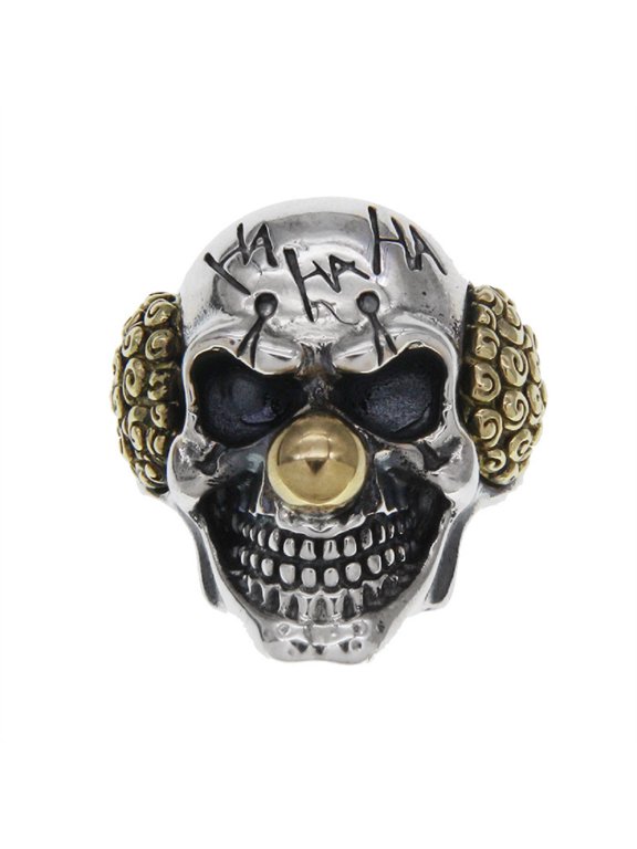 Clown Skull Ring, Gothic Clown Skull Ring for Men, Punk Clown Ring Cool Clown Skull Jewelry, Demon Skull Clown Ring Hip Hop Clown Ring Rock Clown Skull Biker Ring Devil Clown Ring