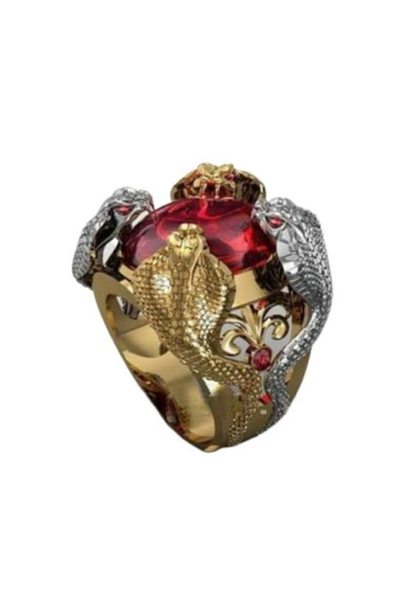 Cobra Snake Ring, Gothic Serpent Ring for Men, Norse Viking Snake Animal Ring Hip Hop Snake Jewelry, CZ Snake Ring Rhinestone Snake Band Ring Punk Snake Serpent Ring