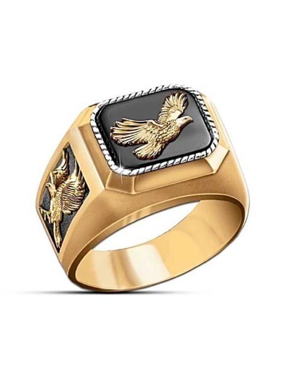 Eagle Ring, Norse Viking Eagle Bird Ring for Men, Flying Eagle Ring Hawk Eagle Jewelry, Celtic Eagle Ring Hip Hop Gold Eagle Band Ring Punk Eagle Animal Ring Rock Eagle Hawk Ring