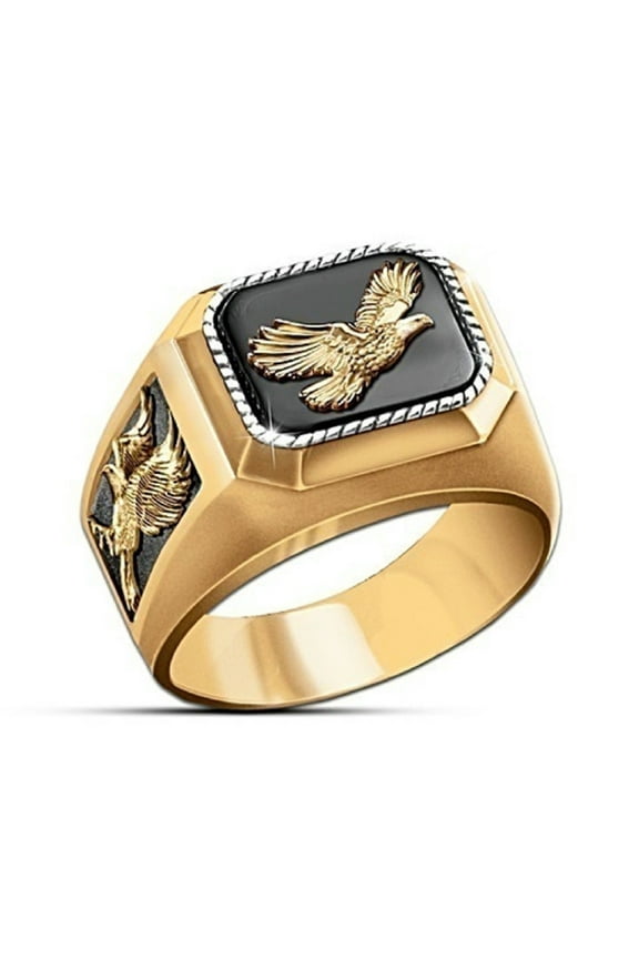 Eagle Ring, Norse Viking Eagle Bird Ring for Men, Flying Eagle Ring Hawk Eagle Jewelry, Celtic Eagle Ring Hip Hop Gold Eagle Band Ring Punk Eagle Animal Ring Rock Eagle Hawk Ring