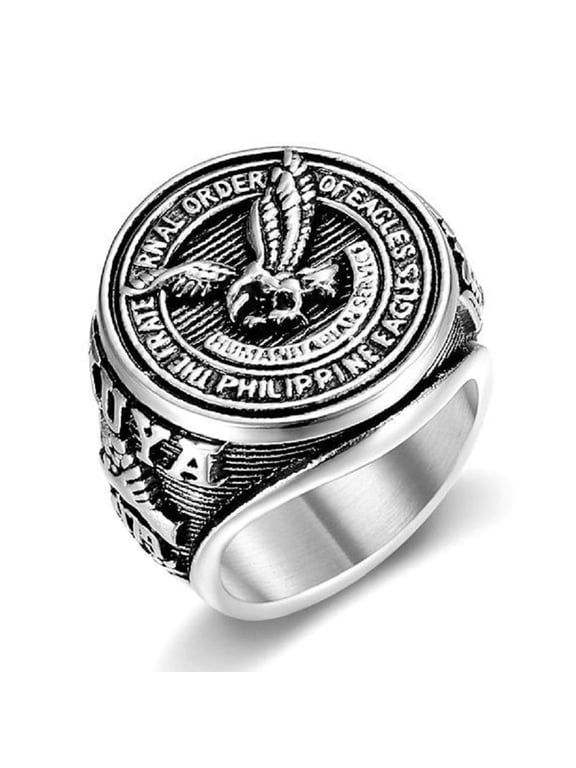 Flying Eagle Ring, Bald Eagle Ring for Men, Viking Eagle Animal Ring Punk American Eagle Jewelry, Silver Hawk Ring Eagle Totem Ring Flying Hawk Ring