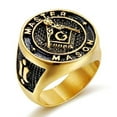 thumbnail image 1 of MayiaHey Masonic Master Mason Ring, Freemason Biker Ring for Men, Gold Plated Masonic Symbol Ring Compass Masonic Jewelry, Square Compass Freemason Amulet Ring, 1 of 4