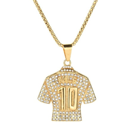 MayiaHey Number 10 Jersey Necklace, No. 10 Soccer Necklace for Men, Iced Out Sports Charm Jewelry, No. 10 Football Jersey Necklace Bling Sports Player Number 10 Pendant Necklace