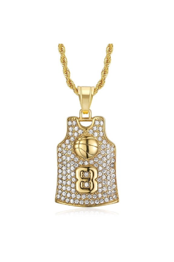Number 8 Basketball Jersey Necklace, No. 8 Basketball Necklace for Men, Basketball Shirt Necklace Sports Jersey Jewelry, Basketball Player Necklace Basketball Memorial Pendant Necklace