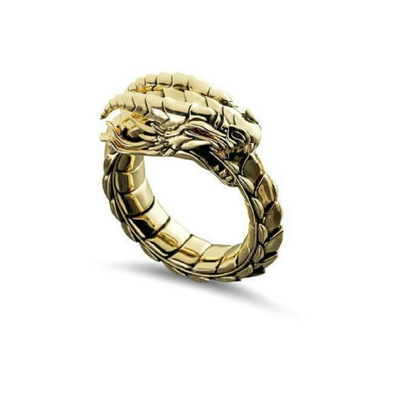 MayiaHey Ouroboros Dragon Ring, Gothic Dragon Ring for Men, Norse Viking Ouroboros Serpent Ring Punk Snake Dragon Jewelry, Hip Hop Dragon Ouroboros Ring Rock Dragon Animal Band Ring